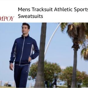 TBMPOY Men's Athletic 2 Piece Tracksuit in Navy and Gray
